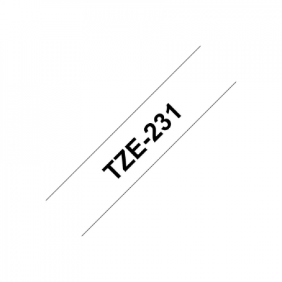 Brother | TZ-231 Laminated Tape | Black on White | TZe | 8 m | 1.2 cm