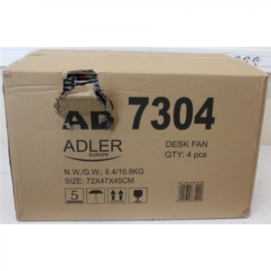 SALE OUT. Adler | AD 7304 | Desk fan | 55 W W | Diameter 40 cm | Number of speeds 3 | Oscillation | White | DAMAGED PACKAGING