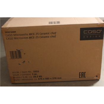 SALE OUT. Caso | Microwave oven | MCG 25 | Free standing | 25 L | 900 W | Convection | Grill | Black, Stainless steel | DAMAGED PACKAGING, SCRATCHED ON FRONT