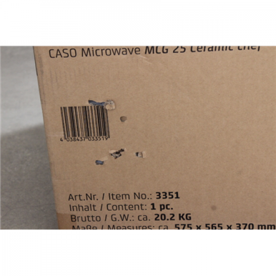 SALE OUT. Caso | Microwave oven | MCG 25 | Free standing | 25 L | 900 W | Convection | Grill | Black, Stainless steel | DAMAGED PACKAGING, SCRATCHED ON FRONT