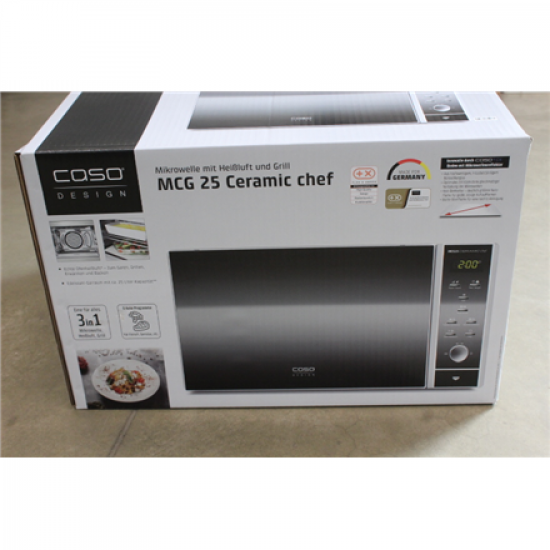 SALE OUT. Caso | Microwave oven | MCG 25 | Free standing | 25 L | 900 W | Convection | Grill | Black, Stainless steel | DAMAGED PACKAGING, SCRATCHED ON FRONT