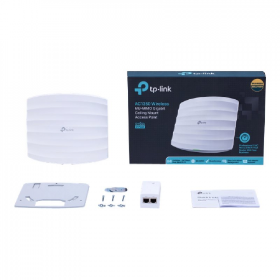 TP-LINK | Access Point | EAP225 | 802.11ac | 2.4GHz/5GHz | 450+867 Mbit/s | 10/100/1000 Mbit/s | Ethernet LAN (RJ-45) ports 1 | MU-MiMO Yes | PoE in | Antenna type 5xInternal
