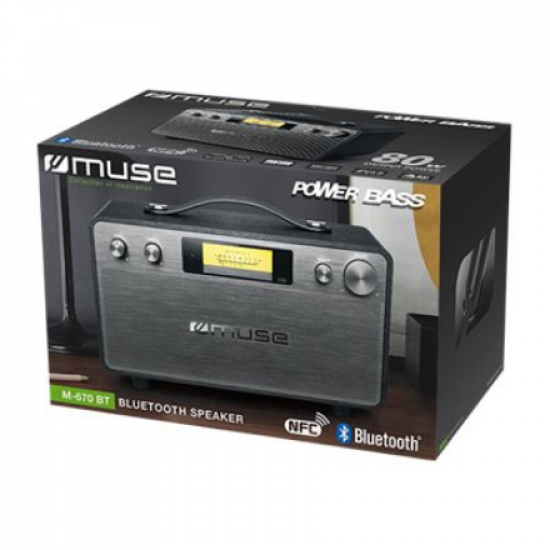 Muse M-670 BT Speaker, Wired, Bluetooth, Black | Muse | M-670 BT | 2 x 20W W | Bluetooth | Black | NFC features | Wireless connection