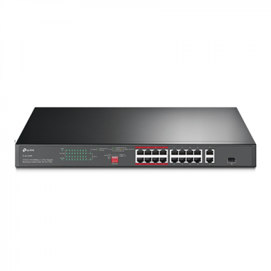 TP-LINK | Switch | TL-SL1218P | Unmanaged | Rackmountable | 10/100 Mbps (RJ-45) ports quantity 16 | SFP ports quantity 1 | PoE+ ports quantity 16 | Power supply type 100-240VAC, 50-60Hz voltage