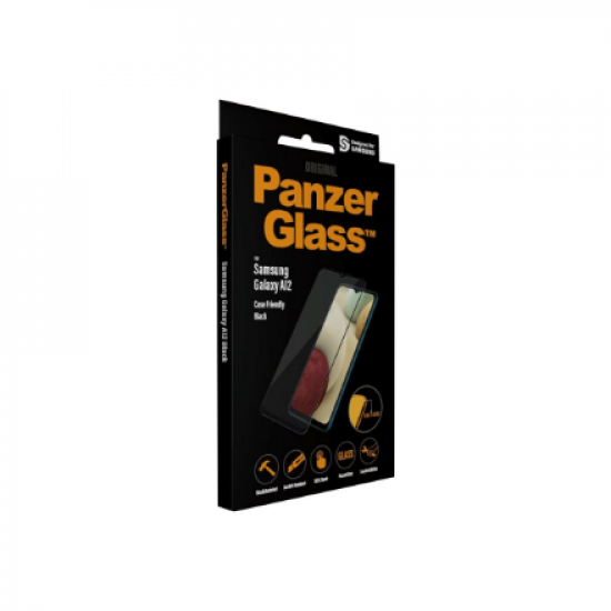 PanzerGlass | Samsung | Galaxy A12 | Tempered glass | Black | Full frame coverage; Rounded edges; Crystal clear; 100% touch preservation | Case Friendly