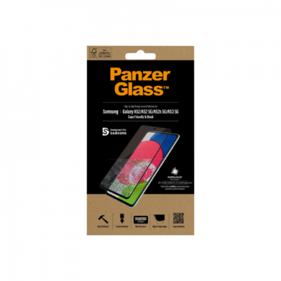 PanzerGlass | Samsung | Galaxy A52 | Black/Transparent | Antifingerprint screen protector