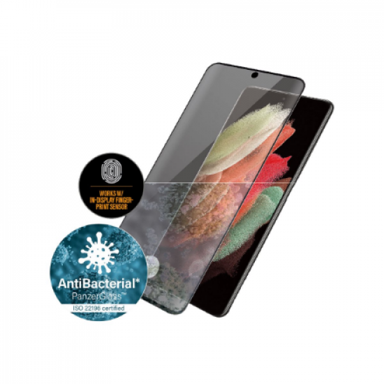 PanzerGlass | Samsung | Galaxy S21 Ultra Series | Antibacterial glass | Black | Case Friendly, Compatible with the in-screen fingerprint reader | Antifingerprint screen protector