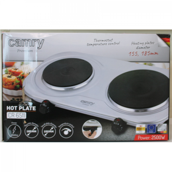 SALE OUT. | Camry | CR 6511 | Hot plate | Number of burners/cooking zones 2 | Rotary knobs | Stainless steel | DAMAGED PACKAGING, SCRATCHED AND DENTED ITEM
