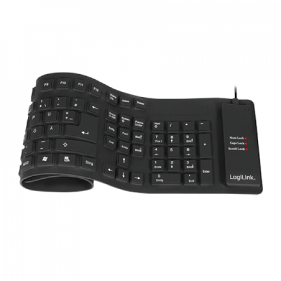 Logilink | Flexible waterproof Keyboard USB + PS/2 | ID0019A | Flexible keyboard | Wired | DE | Black