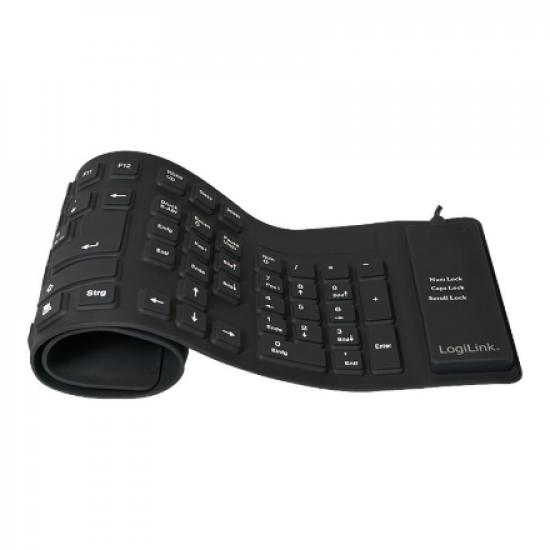 Logilink | Flexible waterproof Keyboard USB + PS/2 | ID0019A | Flexible keyboard | Wired | DE | Black