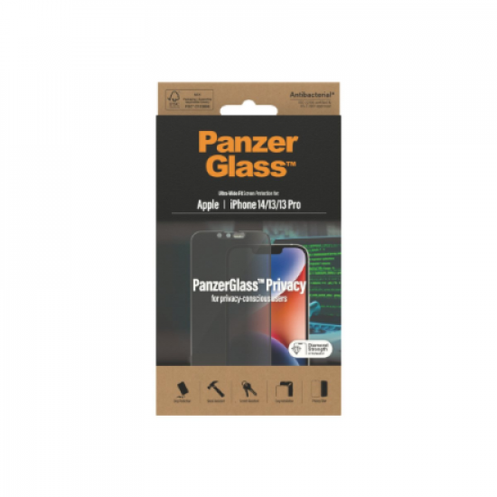 PanzerGlass | Screen protector | Apple | iPhone 14/13/13 Pro | Glass | Black | Ultra-Wide Fit | Privacy