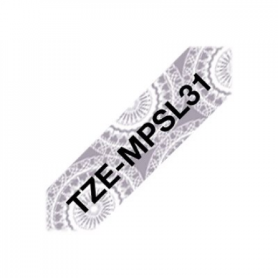 Brother | TZe-MPSL31 | Black on Silver Lace Pattered | TZe