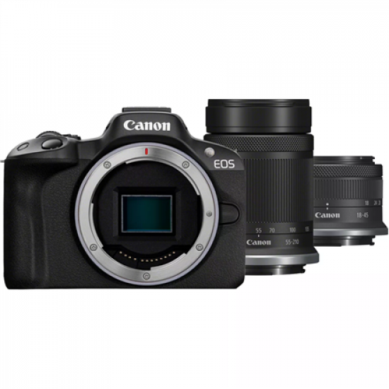 Canon | EOS R50 + RF-S 18-45mm F4.5-6.3 IS STM + RF-S 55-210mm F5-7.1 IS STM (SIP) | Megapixel 24.2 MP | Image stabilizer | ISO sensitivity (max) 32000 | Display diagonal 2.95 
