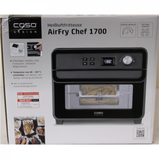 SALE OUT. | Caso | Air Fryer | 03000 AirFry Chef 1700 | Power 1700 W | Capacity 22 L | Black | DAMAGED PACKAGING | 24 month(s)