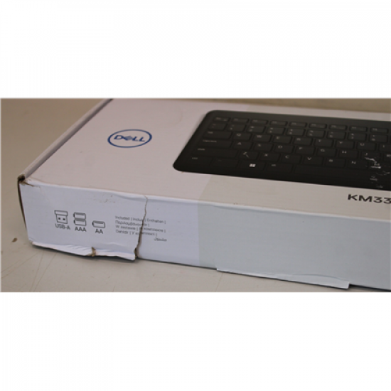 SALE OUT. | Dell | Keyboard and Mouse | KM3322W | Keyboard and Mouse Set | Wireless | Batteries included | US | DAMAGED PACKAGING, REFURBISHED | Black | Wireless connection
