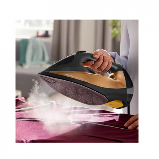 Philips DST7040/80 7000 series | Steam Iron | 2800 W | Water tank capacity 300 ml | Continuous steam 50 g/min | Steam boost performance 250 g/min | Black/Gold