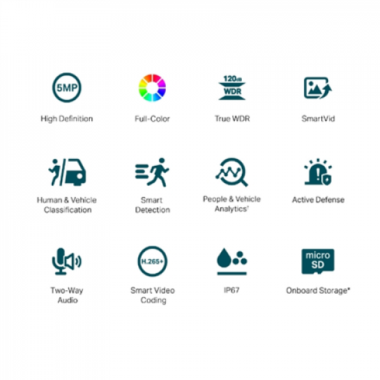 TP-LINK | Full-Color Network Camera | VIGI C350(2.8mm) | 36 month(s) | Bullet | 5 MP | 4mm/F1.6 | Power over Ethernet (PoE) | IP67 | H.265/H.264 | MicroSD Card, up to 256 GB