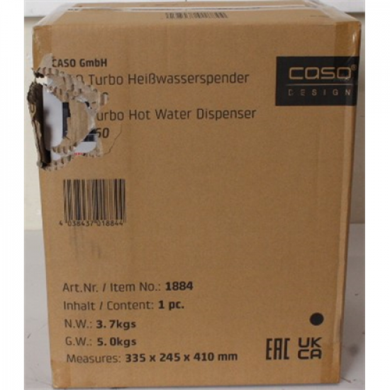 SALE OUT. Caso 01884 HW 1660 Turbo Hot water dispenser, Power 2600 W, Capacity 4 L, Black/Stainless Steel | Caso | Turbo Hot Water Dispenser | HW 1660 | Water Dispenser | 2600 W | 4 L | Plastic/Stainless Steel | Black/Stainless Steel | DAMAGED PACKAGING