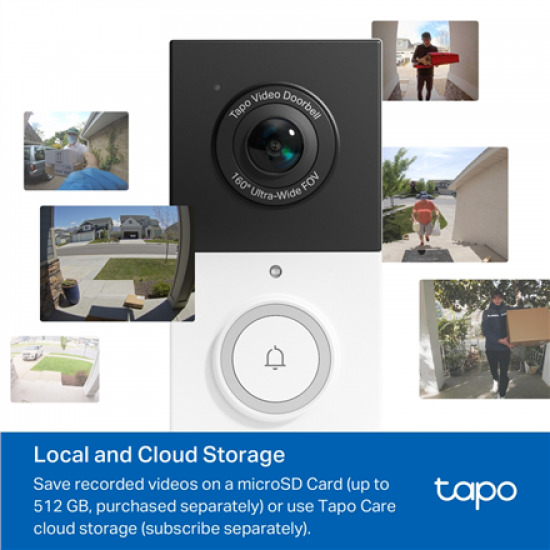 TP-LINK | Video Doorbell Camera | Tapo D210 | 3 MP | 1.18mm/F1.8 | IP65 | H.264 | Micro SD, Max. 512