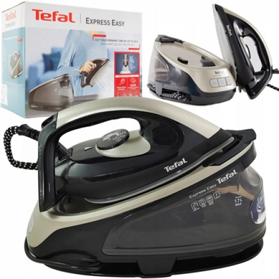 TEFAL Steam Station | SV6140 Express Easy | 2200 W | 1.7 L | 6 bar | Auto power off | Vertical steam function | Calc-clean function | Black/Steel Grey