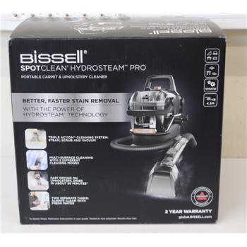 SALE OUT. Bissell | Portable Carpet and Upholstery Cleaner | SpotClean HydroSteam Pro | Corded operating | Washing function | 1000 W | - V | Black | Warranty 24 month(s) | DAMAGED PACKAGING, USED, DIRTY,SCRATCHES,MISSING HYDRORINSE TOOL