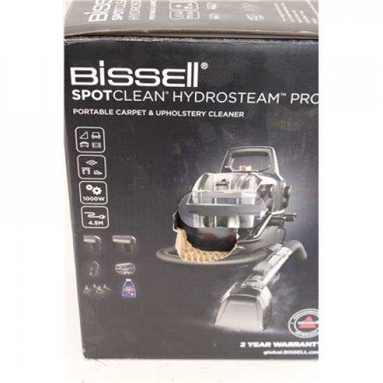 SALE OUT. Bissell | Portable Carpet and Upholstery Cleaner | SpotClean HydroSteam Pro | Corded operating | Washing function | 1000 W | - V | Black | Warranty 24 month(s) | DAMAGED PACKAGING, USED, DIRTY,SCRATCHES,MISSING HYDRORINSE TOOL