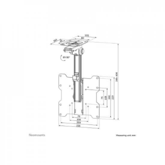Neomounts FPMA-C020BLACK Monitor/TV Mount Ceiling | Adjustable Height, Tilt | 10-40 