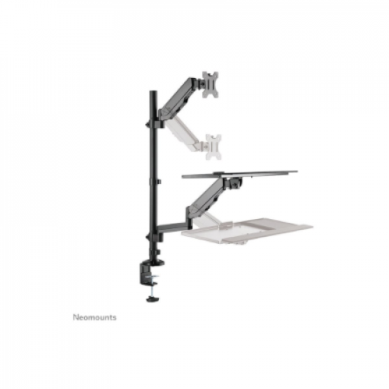 Neomounts Desk Mount | DS90-325BL1 Sit-stand workstation desk | Adjustable Height, Rotate, Tilt, Swivel | 17-32 