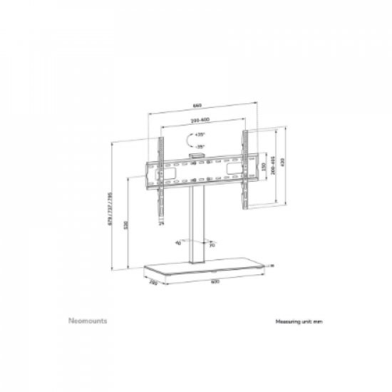 Neomounts Desk Mount | DS45-430BL16 TV stand | Adjustable Height, Swivel | 37-70 