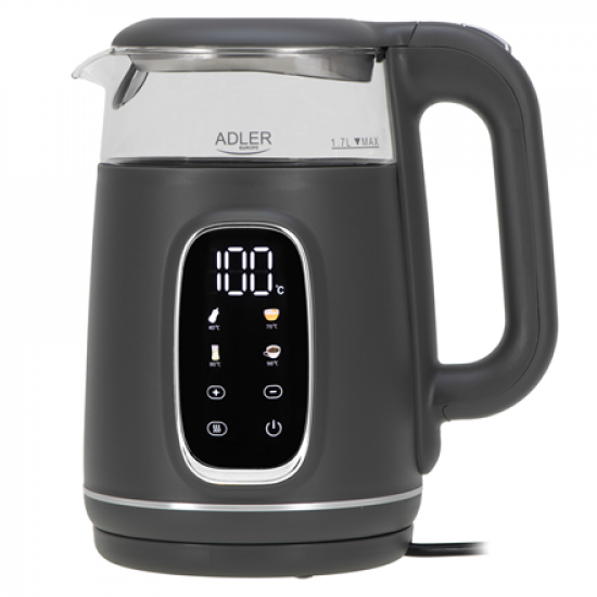 Adler Kettle with LED Display | AD 1305 | Electric | 2200 W | 1.7 L | Plastic | 360° rotational base | Grey