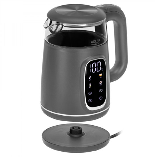 Adler Kettle with LED Display | AD 1305 | Electric | 2200 W | 1.7 L | Plastic | 360° rotational base | Grey