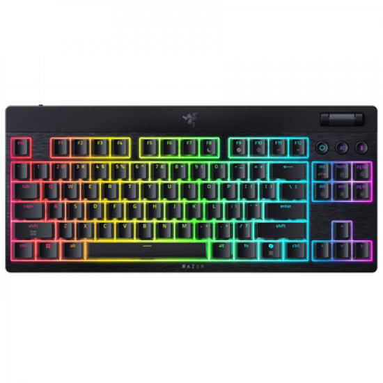 Razer | BlackWidow V4 Low-Profile Tenkeyless HyperSpeed | Keyboard | Wireless | US | Bluetooth | Black | Yellow Switches