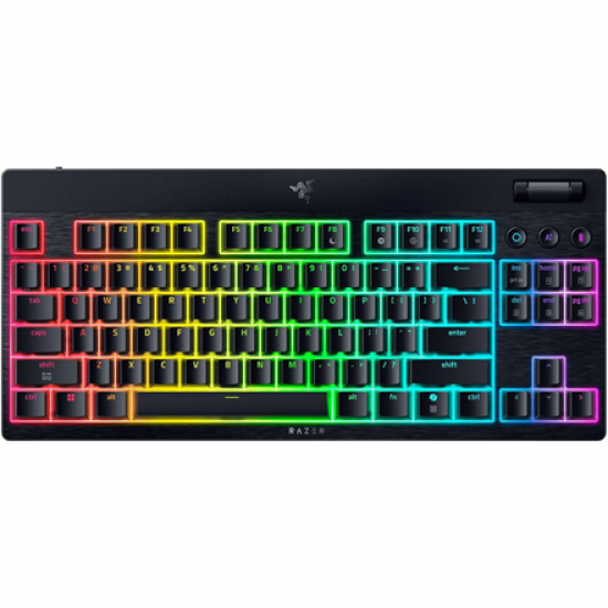 Razer | BlackWidow V4 Low-Profile Tenkeyless HyperSpeed | Keyboard | Wireless | US | Bluetooth | Black | Green Switches