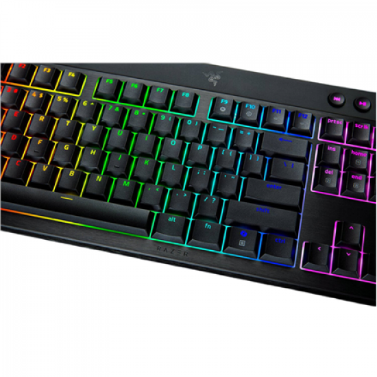 Razer | BlackWidow V4 Low-Profile Tenkeyless HyperSpeed | Keyboard | Wireless | US | Bluetooth | Black | Green Switches