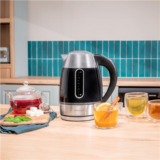 Cecotec Kettle | Thermosense 400 VisionLight | Electric | 2200 W | 1.7 L | Stainless steel | 360° rotational base | Black/Stainless steel