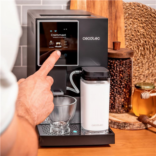 Cecotec Coffee Maker | Cremmaet Compactccino Connected | Pump pressure 19 bar | Built-in milk frother | Super-automatic | Black
