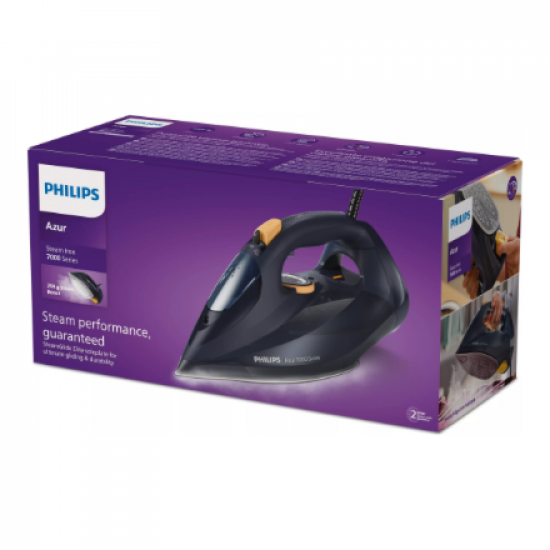 Philips DST7060/20 7000 Series | Steam Iron | 3000 W | Water tank capacity 300 ml | Continuous steam 55 g/min | Steam boost performance 250 g/min | Blue/Yellow