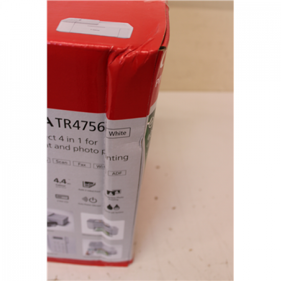 SALE OUT. Canon IJ MFP PIXMA TR4756i WH EUR White | SALE OUT. Canon | PIXMA TR4756i | Inkjet | Colour | Multifunction printer | A4/Legal | Wi-Fi | White | DAMAGED PACKAGING