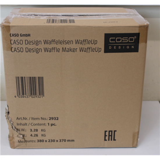 SALE OUT. Caso WaffleUp | Waffle Maker | 800 W | Number of pastry 1 | Waffle | Silver | UNPACKED, DAMAGED PACKAGING, MISSING INNER PACKAGING