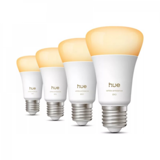 Philips Hue WA 810 A60 4P EU | E27 | 6 W | Warm to cool white light | Bluetooth and Zigbee