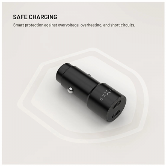 Fixed Dual USB-C Car Charger, 65W, PD 3.0