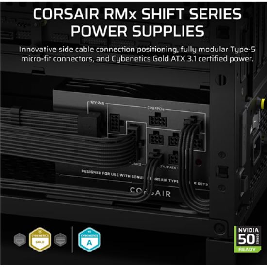 Corsair Fully Modular ATX Power Supply (EU) | RM1000x SHIFT | 1000 W | Black