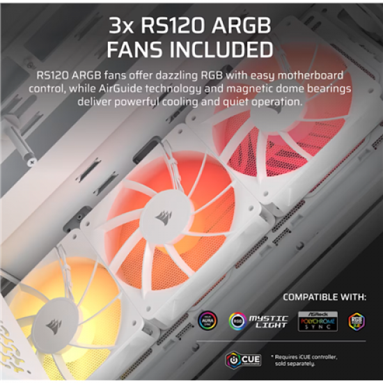 Corsair PC Case | 3200D RS ARGB | White | Mid-Tower