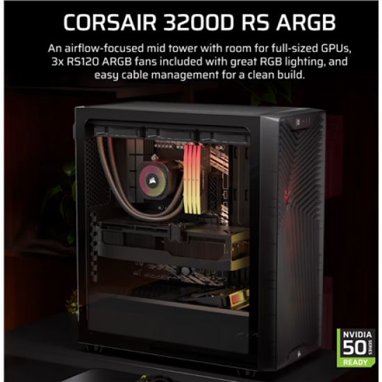 Corsair PC Case | 3200D RS ARGB | Smoke | Mid-Tower