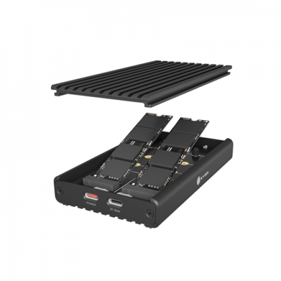 Raidsonic IB-2817M-C32 | Enclosure for 2x NVMe SSD with USB 3.2 Gen 2x2 Type-C connection