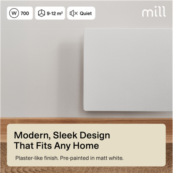 Mill COLOR700DN Color Panel Heater, Paintable, 700 W, White