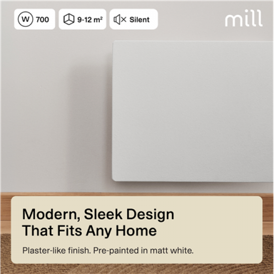 Mill COLOR700WIFI4 Color Panel Heater, Paintable, 700 W, Wifi+App control, White