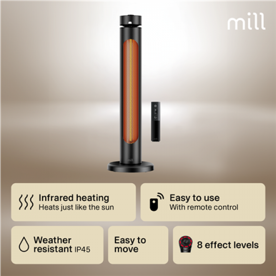 Mill CBOC20FLOOR Oscilliating Infrared Outdoor Heater, 2000 W, Black | Mill