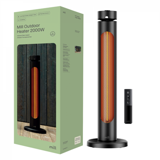 Mill CBOC20FLOOR Oscilliating Infrared Outdoor Heater, 2000 W, Black | Mill