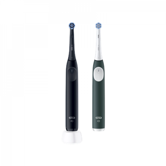 Oral-B Electric Toothbrush, Duo pack | iO2 Series | Rechargeable | For adults | Number of brush heads included 2 | Number of teeth brushing modes 3 | Night Black and Green Forest